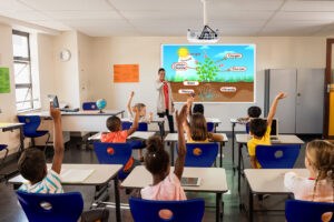 Epson EB-992F FHD projector used in an educational setting
