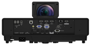 Rear view displaying the connectivity ports of the Epson EB-805F projector