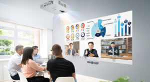 Epson EB-L265F Full HD projector in a modern boardroom setup