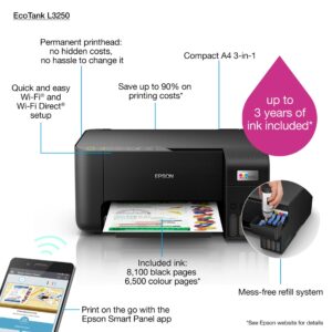 Wireless printing from a smartphone with Epson EcoTank L3250